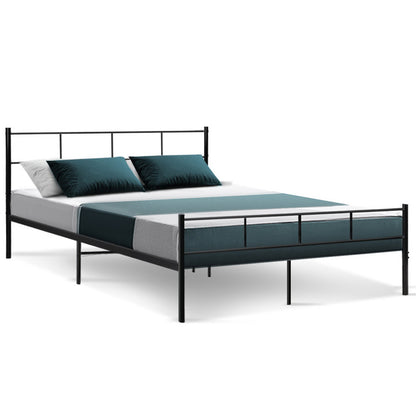 Vienna Metal Bed Frame Queen Size Platform Foundation Mattress Base SOL Black