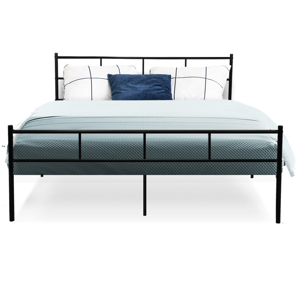 Vienna Metal Bed Frame Queen Size Platform Foundation Mattress Base SOL Black