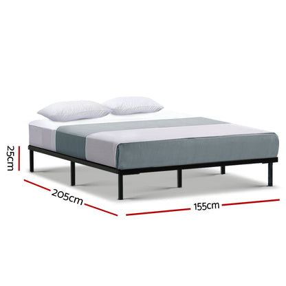 Vienna Metal Bed Frame Queen Size Bed Base Platform Foundation Wooden Black TED