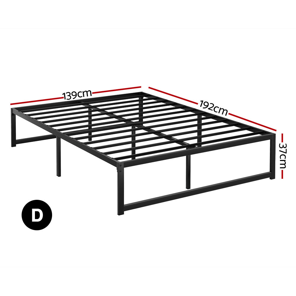 Sabroma Bed Frame Metal Platform Double Size Bed Base Mattress Black TINO