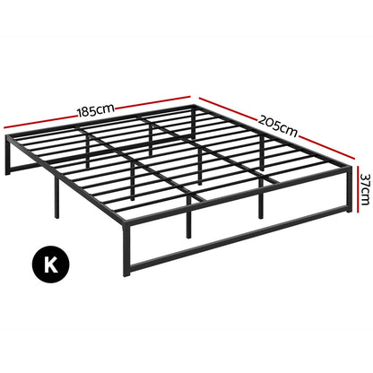 Sabroma Bed Frame Metal Platform King Size Bed Base Mattress Black Geneva