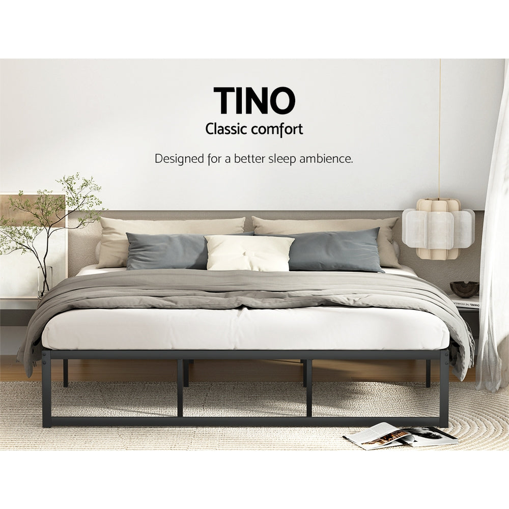 Sabroma Bed Frame Metal Platform King Size Bed Base Mattress Black Geneva