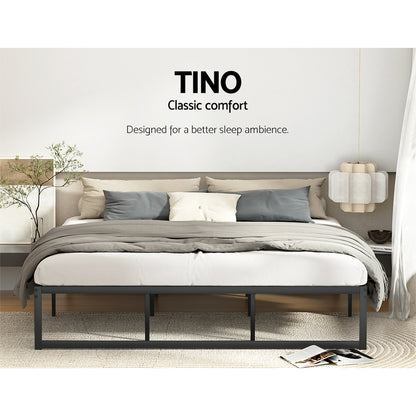 Sabroma Bed Frame Metal Platform King Size Bed Base Mattress Black Geneva