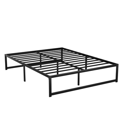 Sabroma Bed Frame Metal Platform Queen Size Bed Base Mattress Black TINO