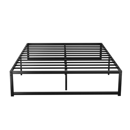 Sabroma Bed Frame Metal Platform Queen Size Bed Base Mattress Black TINO