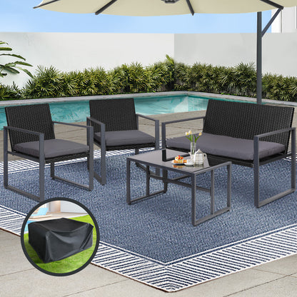 Gardeon 4pcs Outdoor Lounge Setting Sofa Set Garden Patio Table Chairs Cover