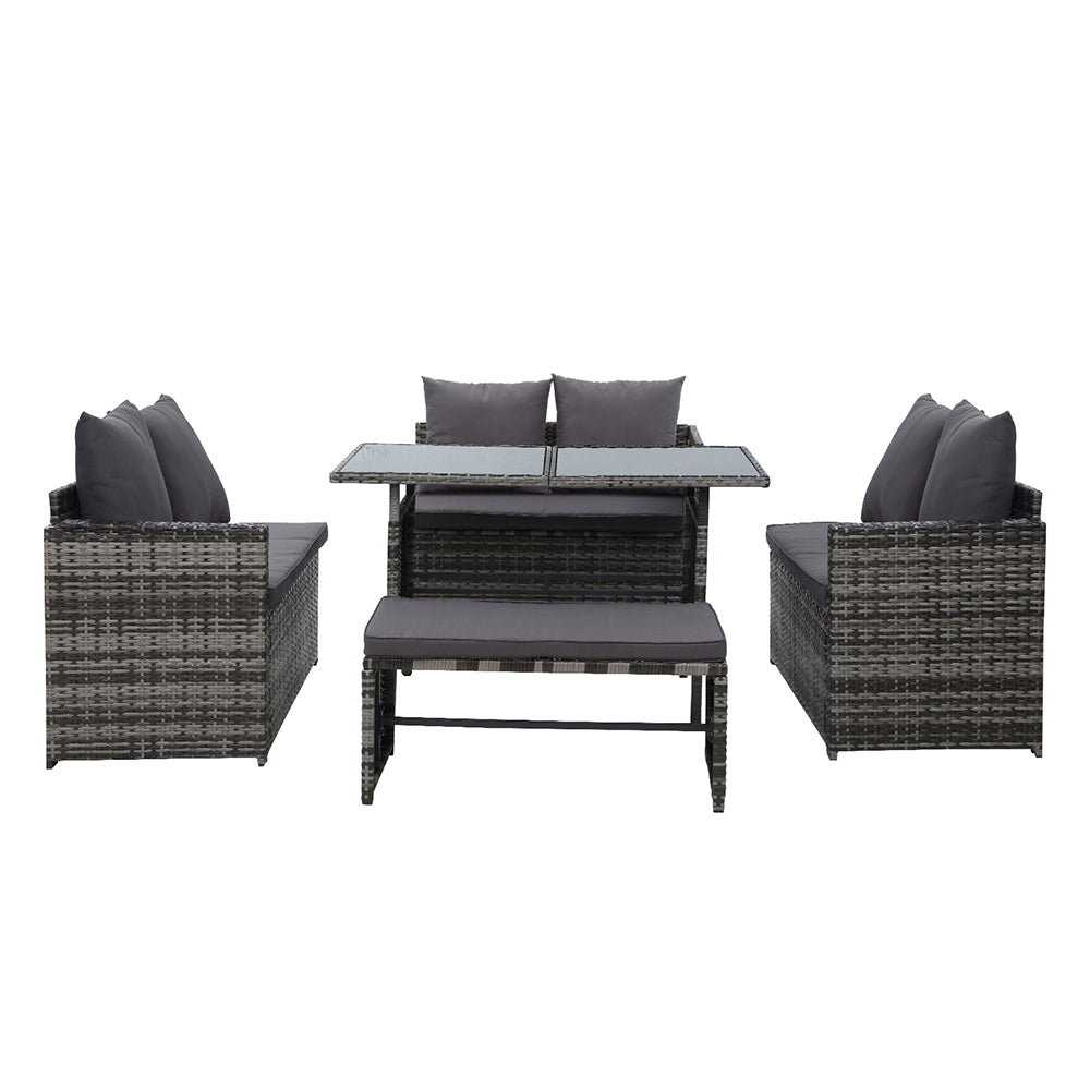 Gardeon Outdoor Furniture Dining Setting Sofa Set Lounge Wicker 8 Seater Mixed Grey