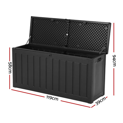 Gardeon Outdoor Storage Box 240L Container Lockable Garden Bench Tool Shed Black