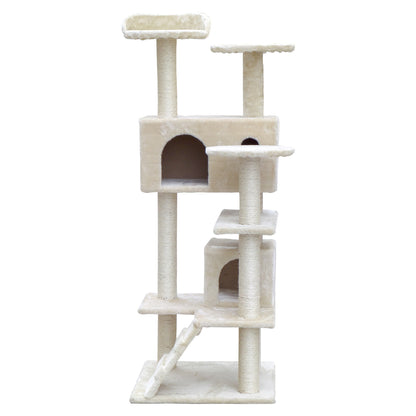 Cat Tree 134cm Trees Scratching Post Scratcher Tower Condo House Furniture Wood Beige