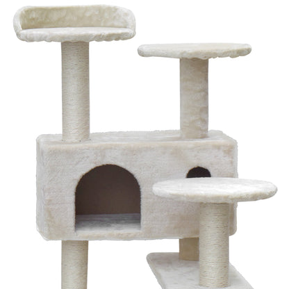 Cat Tree 134cm Trees Scratching Post Scratcher Tower Condo House Furniture Wood Beige