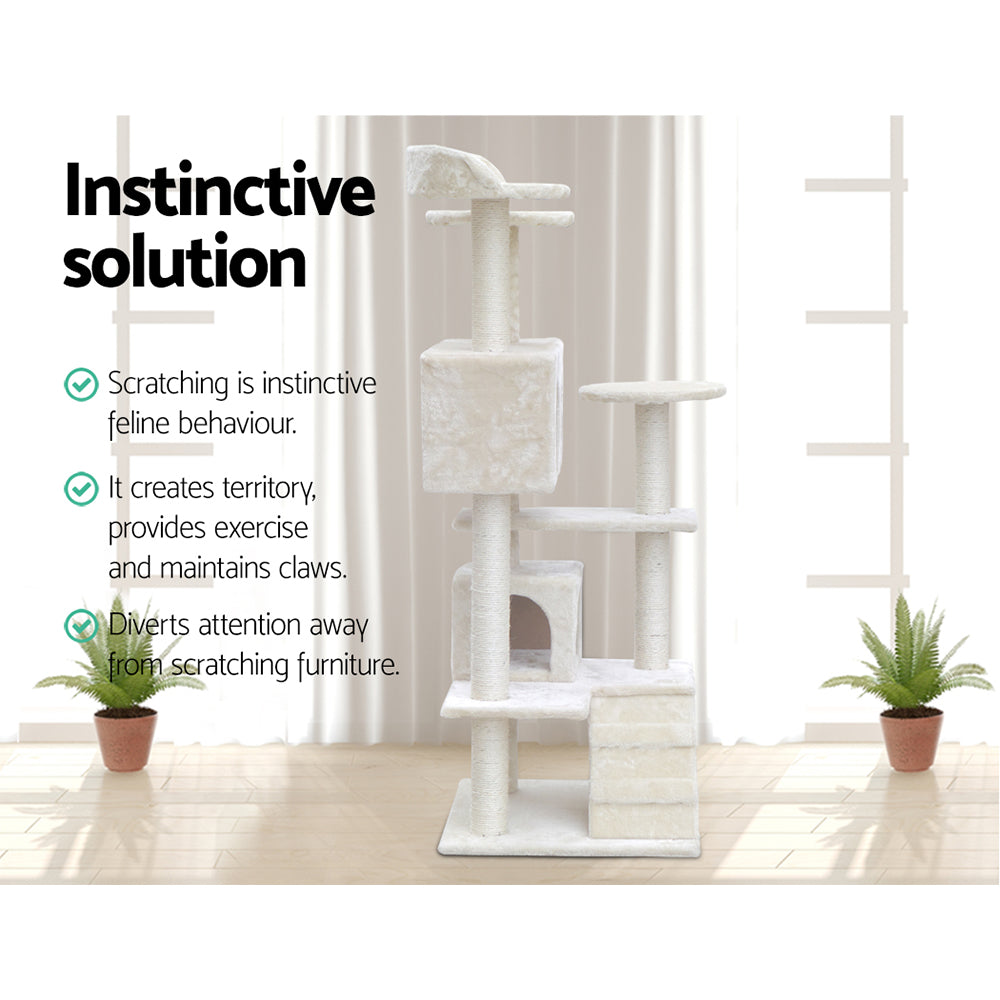 Cat Tree 134cm Trees Scratching Post Scratcher Tower Condo House Furniture Wood Beige