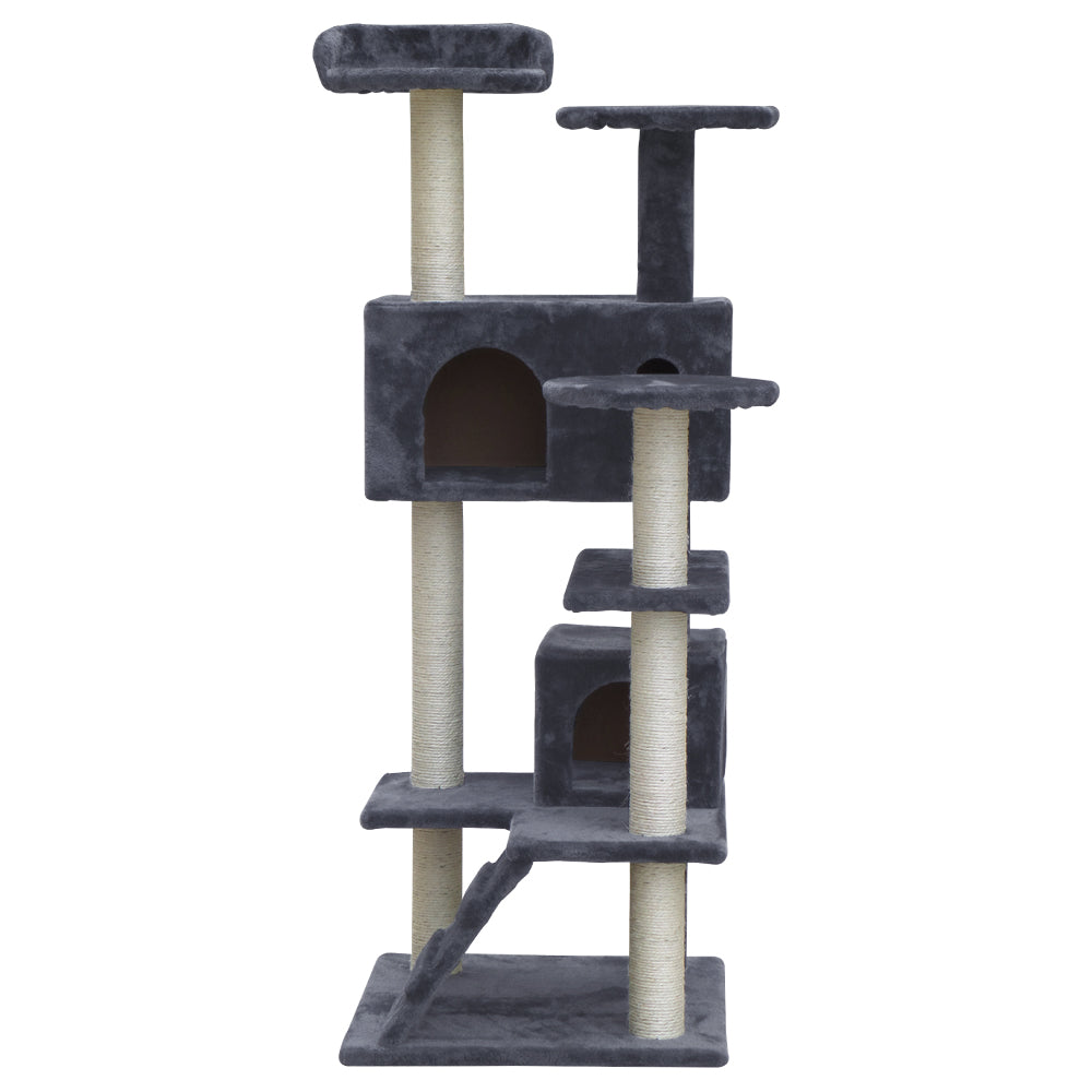 Cat Tree 134cm Trees Scratching Post Scratcher Tower Condo House Furniture Wood Grey