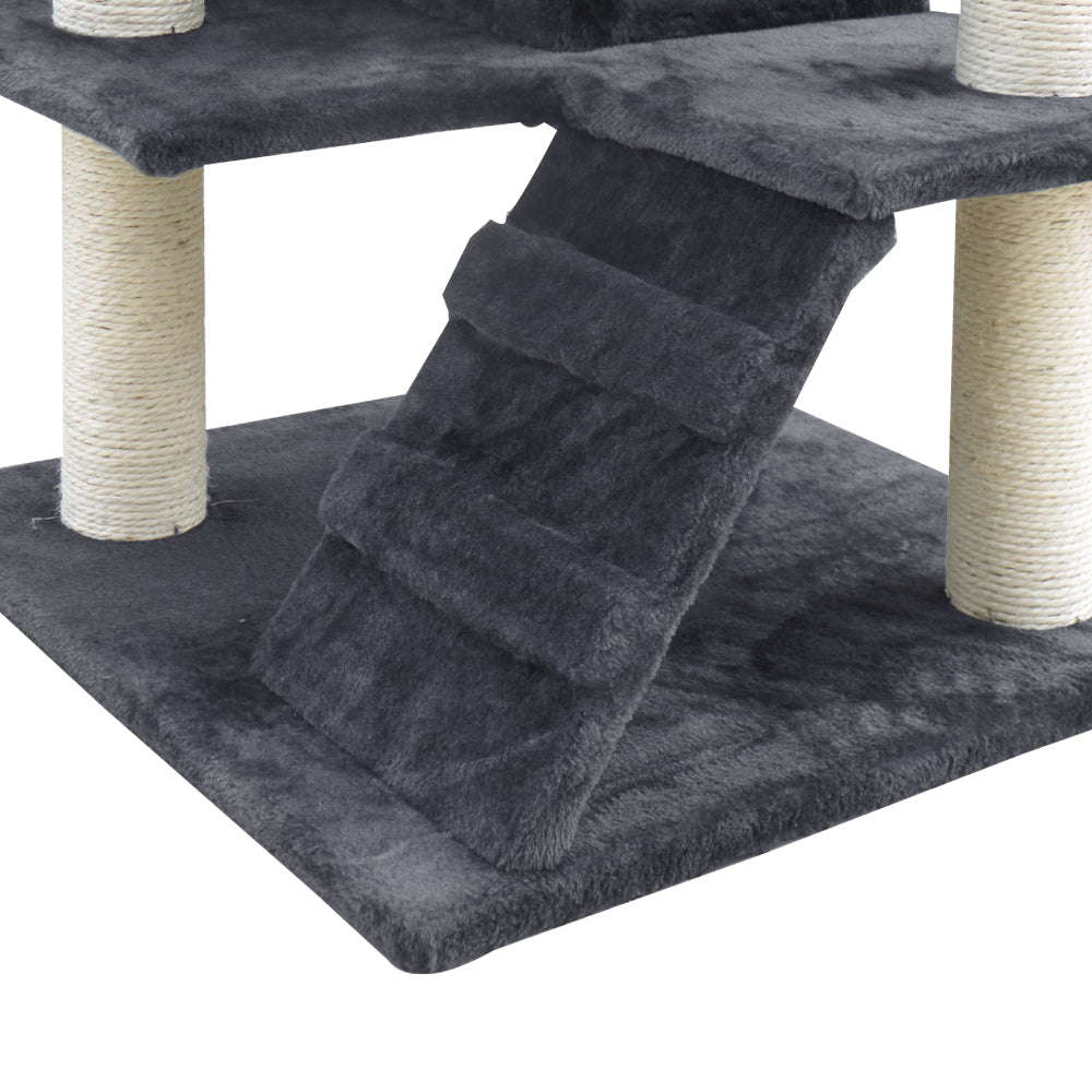 Cat Tree 134cm Trees Scratching Post Scratcher Tower Condo House Furniture Wood Grey