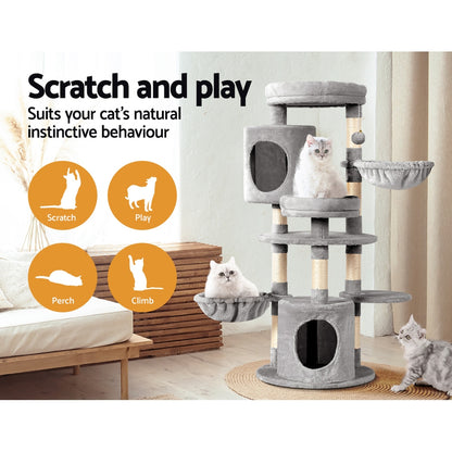 Cat Tree Tower Scratching Post Scratcher Wood Condo House Toys Bed 123cm