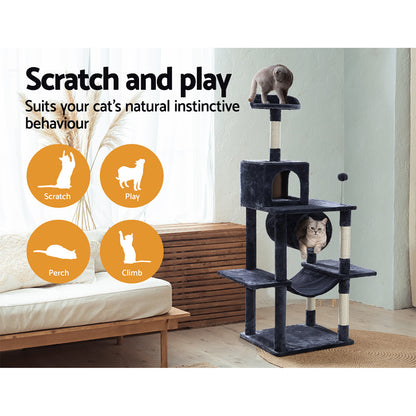 Cat Tree Tower Scratching Post Scratcher Wood Condo House Bed Trees 151cm