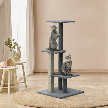 Cat Tree 124cm Trees Scratching Post Scratcher Tower Condo House Furniture Wood Steps