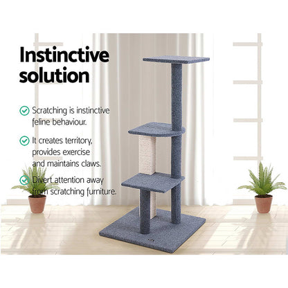 Cat Tree 124cm Trees Scratching Post Scratcher Tower Condo House Furniture Wood Steps