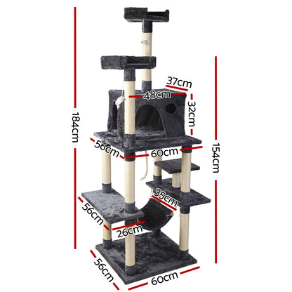 Cat Tree 184cm Trees Scratching Post Scratcher Tower Condo House Furniture Wood