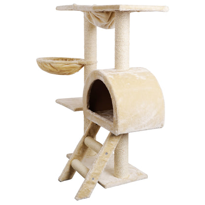 Cat Tree Trees Scratching Post Scratcher Condo Tower House Bed Beige 100cm