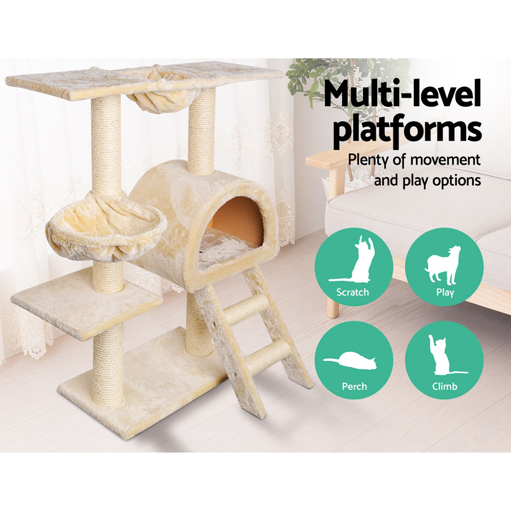 Cat Tree Trees Scratching Post Scratcher Condo Tower House Bed Beige 100cm