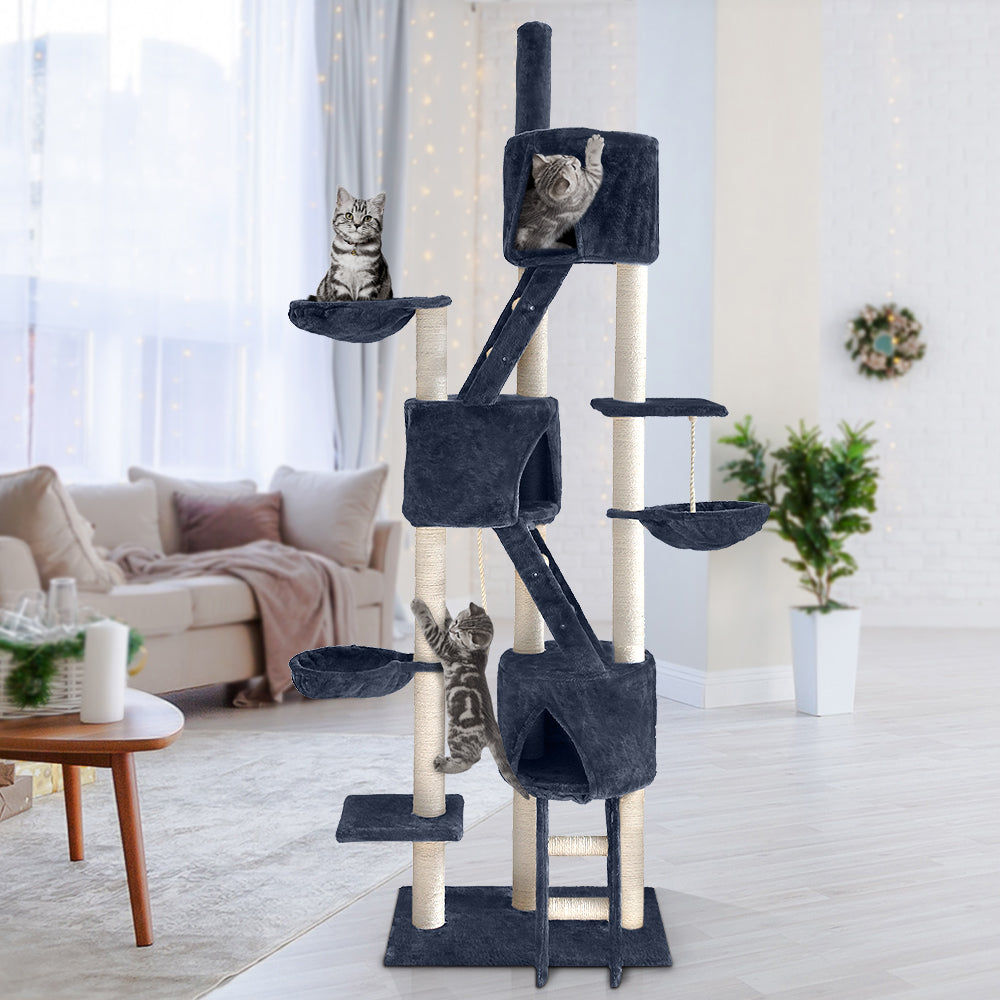 Cat Tree Trees Scratching Post Scratcher Tower Condo House Grey 244cm