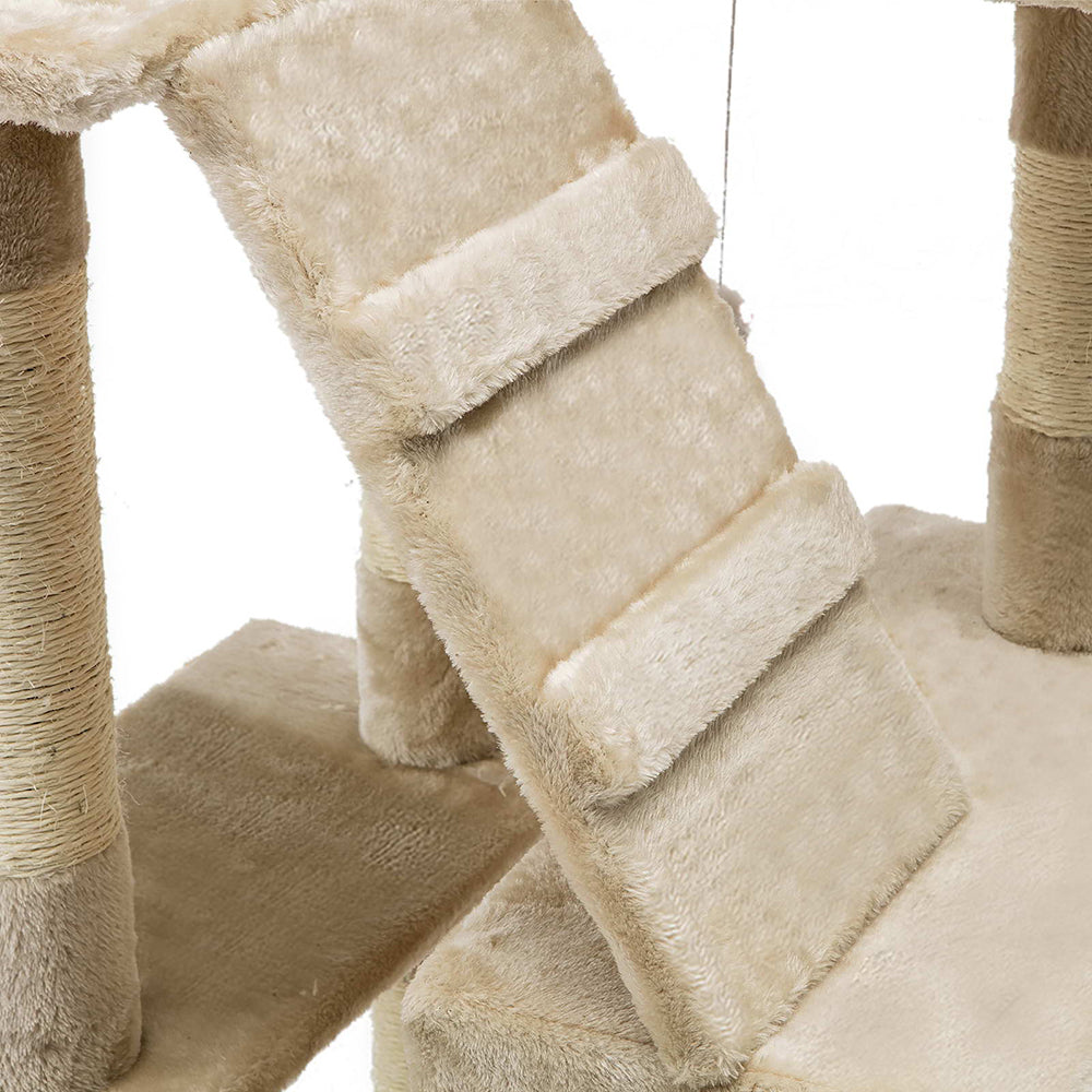 Cat Tree 180cm Trees Scratching Post Scratcher Tower Condo House Furniture Wood Beige