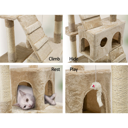 Cat Tree 180cm Trees Scratching Post Scratcher Tower Condo House Furniture Wood Beige