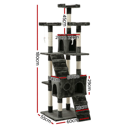 Cat Tree 180cm Trees Scratching Post Scratcher Tower Condo House Furniture Wood