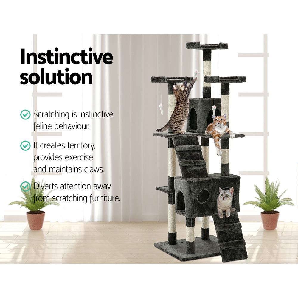 Cat Tree 180cm Trees Scratching Post Scratcher Tower Condo House Furniture Wood