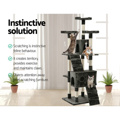 Cat Tree 180cm Trees Scratching Post Scratcher Tower Condo House Furniture Wood