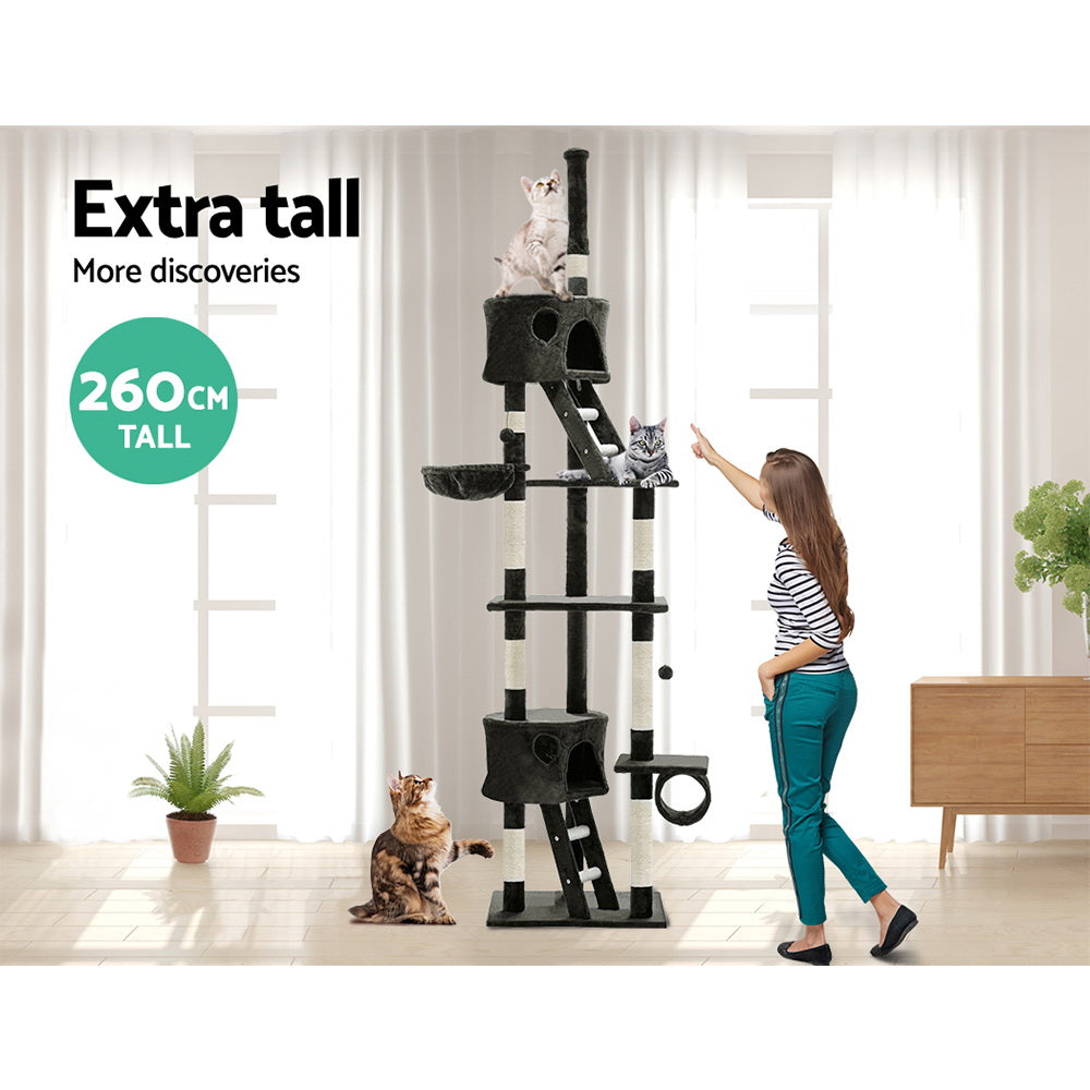 Cat Tree 260cm Trees Scratching Post Scratcher Tower Condo House Furniture Wood