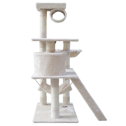 Cat Tree 141cm Trees Scratching Post Scratcher Tower Condo House Furniture Wood Beige