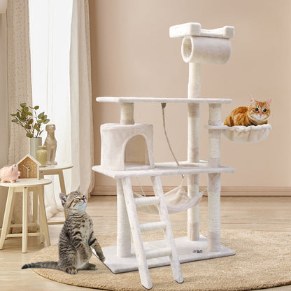 Cat Tree 141cm Trees Scratching Post Scratcher Tower Condo House Furniture Wood Beige