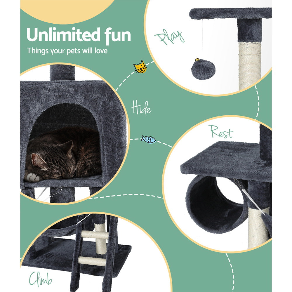 Pet Cat Tree Scratching Post Tower Scratcher Wood Condo Toys House Bed 144cm