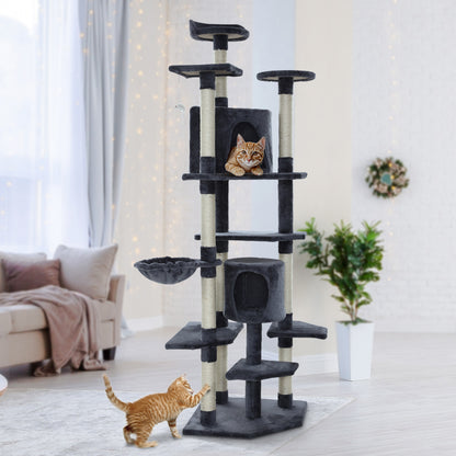 Cat Tree 203cm Trees Scratching Post Scratcher Tower Condo House Furniture Wood