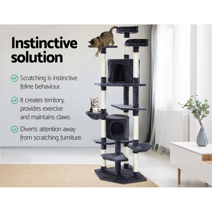 Cat Tree 203cm Trees Scratching Post Scratcher Tower Condo House Furniture Wood