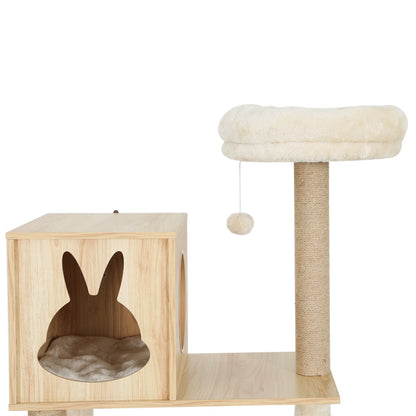 Cat Tree Tower Scratching Post Scratcher Wood Bed Condo Toys House 141cm