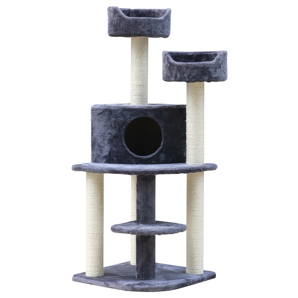 Cat Tree Trees Scratching Post Scratcher Tower Condo House Grey 126cm