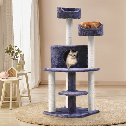 Cat Tree Trees Scratching Post Scratcher Tower Condo House Grey 126cm