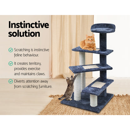 Cat Tree 100cm Trees Scratching Post Scratcher Tower Condo House Furniture Wood Steps