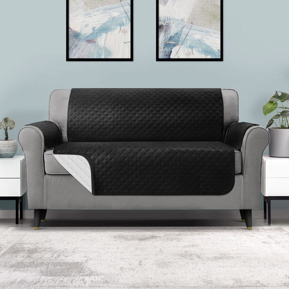 3 Seater Black Quilted Couch Cover, Main