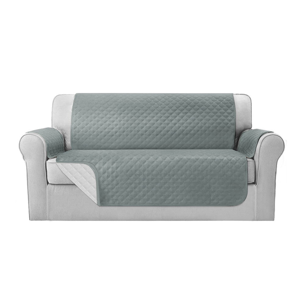 3 Seater Grey Quilted Couch Cover, Front