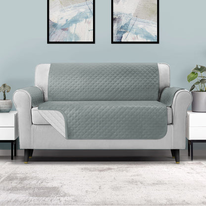 3 Seater Grey Quilted Couch Cover, Main