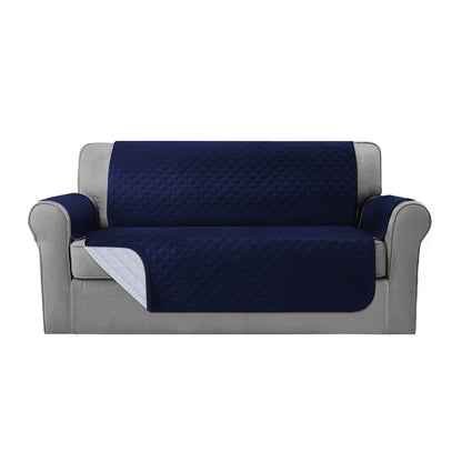 3 Seater Navy Quilted Couch Cover, Front