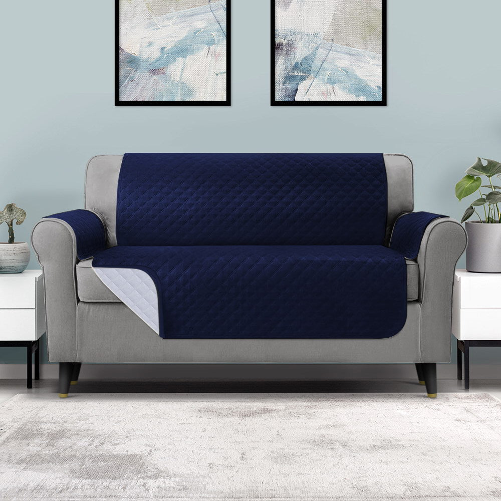 3 Seater Navy Quilted Couch Cover, Main