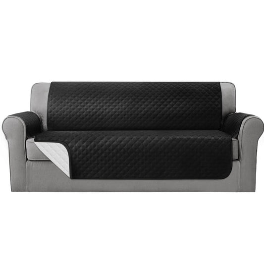 4 Seater Black Quilted Couch Cover, Front