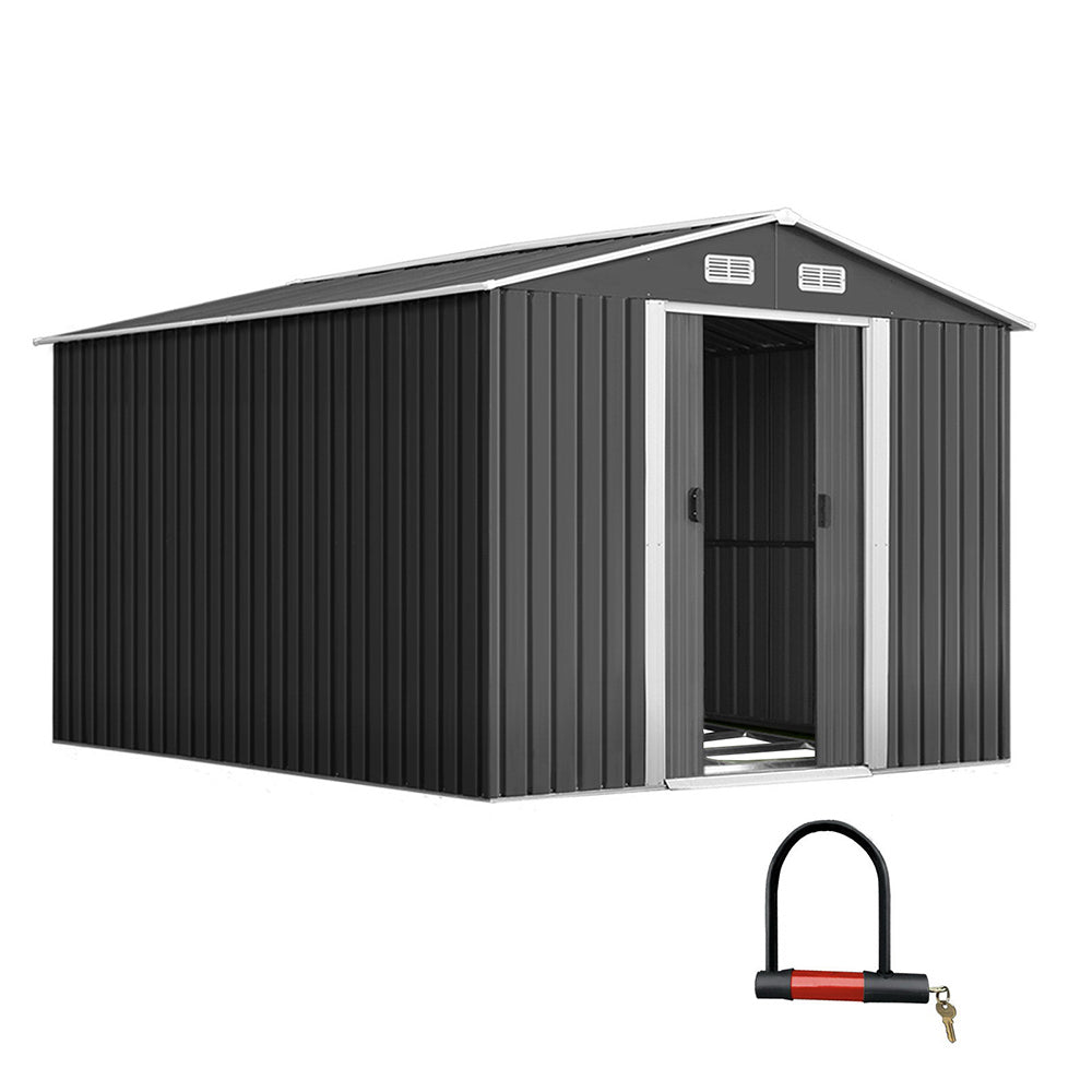 Giantz Garden Shed 2.6x3.9M w/Metal Base Sheds Outdoor Storage Workshop Tool Shelter Sliding Door