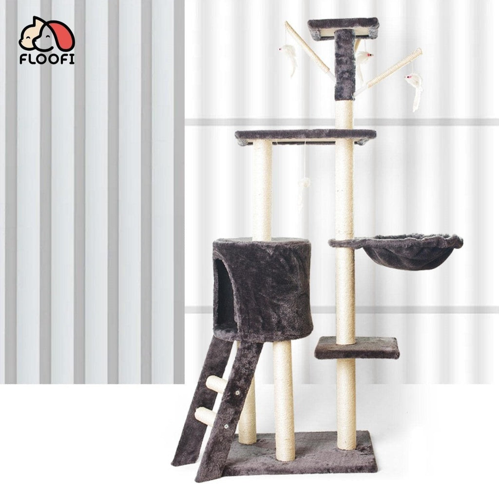 Floofi 138cm 5 Layer Plush Cat Condo Cat Tree Dark Grey FI-CT-159-MM