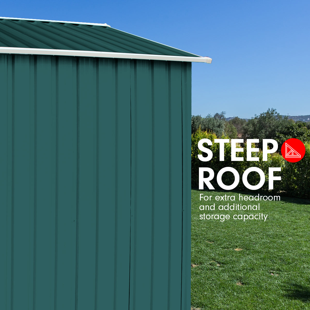 Wallaroo Garden Shed Spire Roof 6ft x 8ft Outdoor Storage Shelter - Green