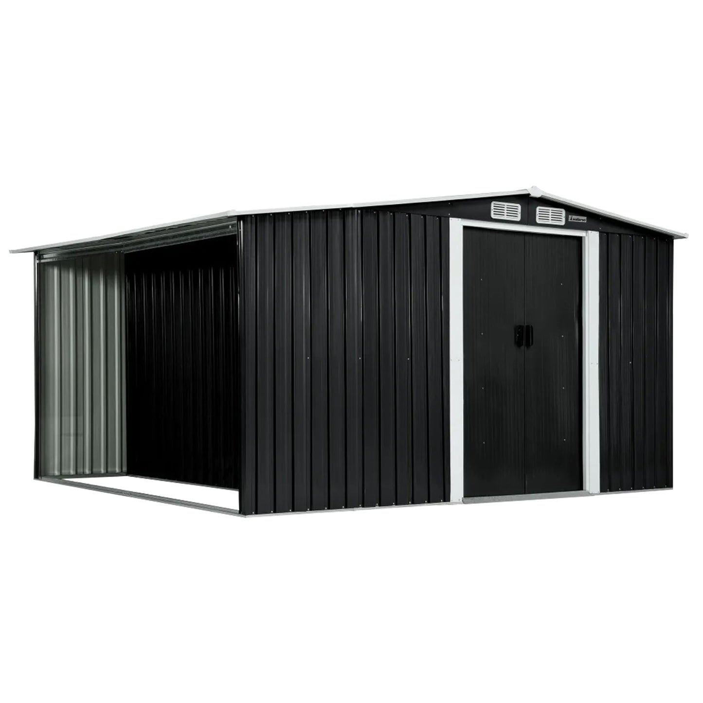 Wallaroo Garden Shed with Semi-Close Storage 6*8FT - Black